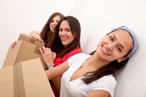 Office furniture and business equipment prepared for a Surrey move