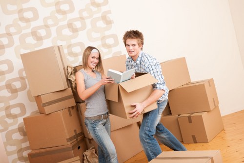 Packed household items ready for loading during a Surrey removals service