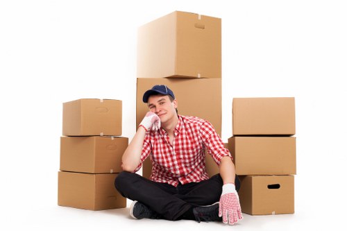 Office relocation setup in Surrey with furniture and equipment being moved